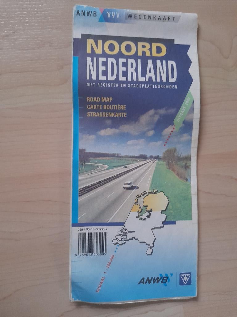 ANWB VVV WEGENKAART NOORD NEDERLAND SCHAAL 1:200.000, Ophalen of Verzenden, Gelezen