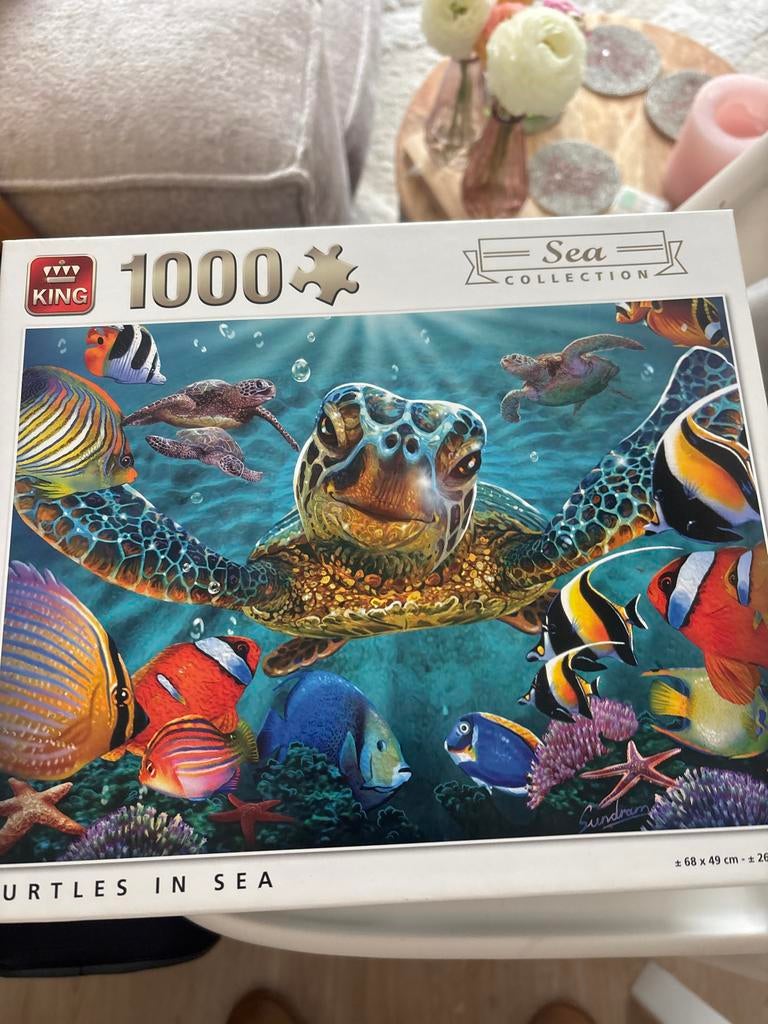 King Legpuzzel 1000 stukjes - Turtles in Sea, Ophalen of Verzenden, 500 t/m 1500 stukjes, Zo goed als nieuw, Legpuzzel