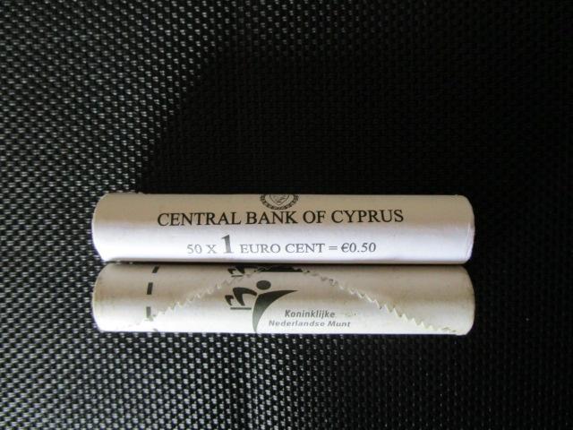 2x MUNTROL met 50 x 1 EUROCENT : CYPRUS en/of NEDERLAND, Ophalen, Overige landen, 50 cent, Setje