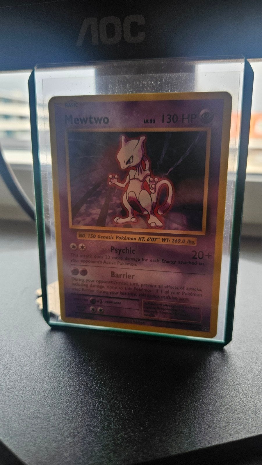 Mewtwo Pokémon kaart - Vintage, Hobby en Vrije tijd, Ophalen of Verzenden, Gebruikt, Losse kaart, Foil