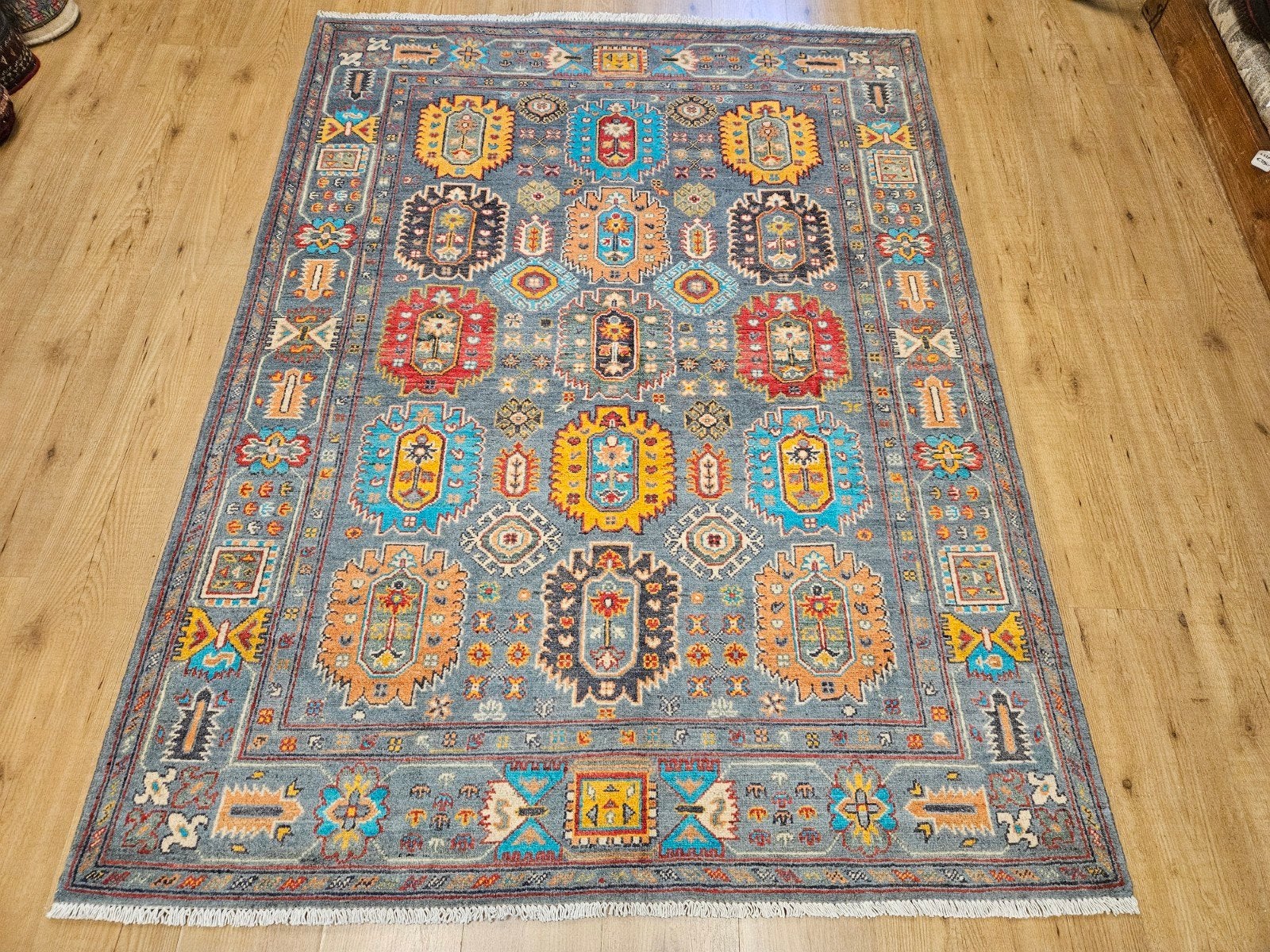 Handgeknoopt oosters tapijt kazak 199x151, Info@SlatsAntiek.nl, Perzisch, 150 tot 200 cm, Ophalen of Verzenden