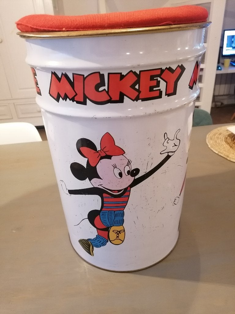 Mickey & Mini Mouse opbergton + kruk, Ophalen of Verzenden, Mickey Mouse, Gebruikt, Overige typen