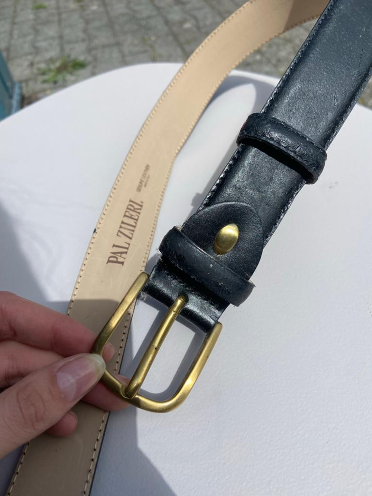 Pal Zileri Leren Riem Zwart met Gouden Gesp - Maat 95, Kleding | Heren, Riemen en Ceinturen, 95 tot 105 cm, Ophalen of Verzenden