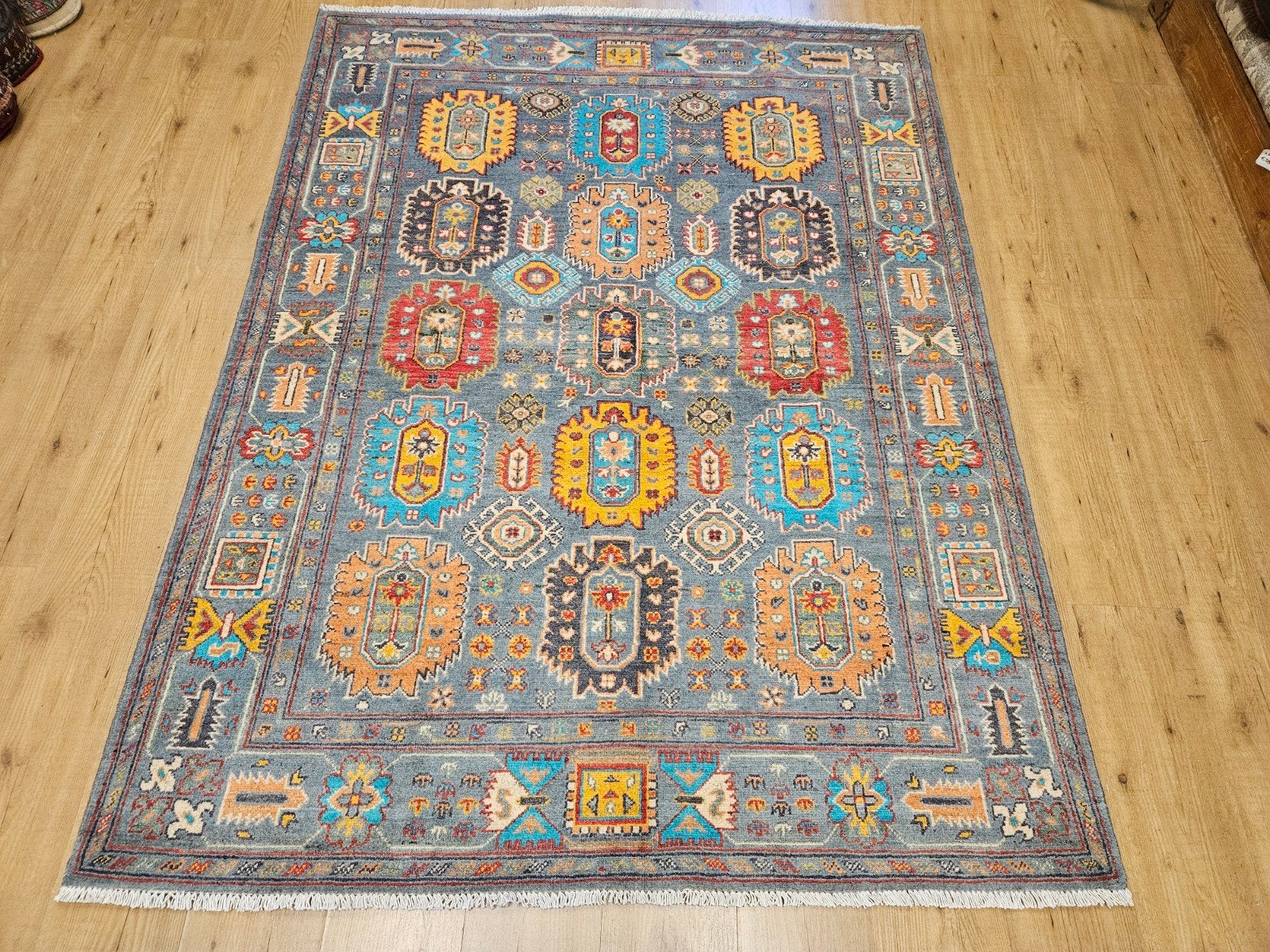 Handgeknoopt oosters tapijt kazak 199x151, Info@SlatsAntiek.nl, Perzisch, 150 tot 200 cm, Ophalen of Verzenden