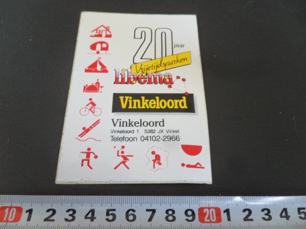 sticker 20 jaar libéma vrijetijdsparken VINKELOORD vinkel *, Ophalen of Verzenden, Zo goed als nieuw
