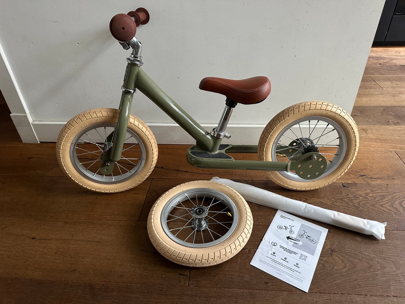 Trybike steel vintage groen driewieler en loopfiets, Ophalen, Zo goed als nieuw, Loopfiets