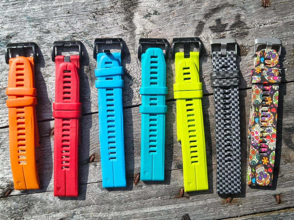 7 stuk Garmin QuickFit 22 bandjes - Diverse kleuren/patronen, Blauw, Garmin, Ophalen of Verzenden, Zo goed als nieuw