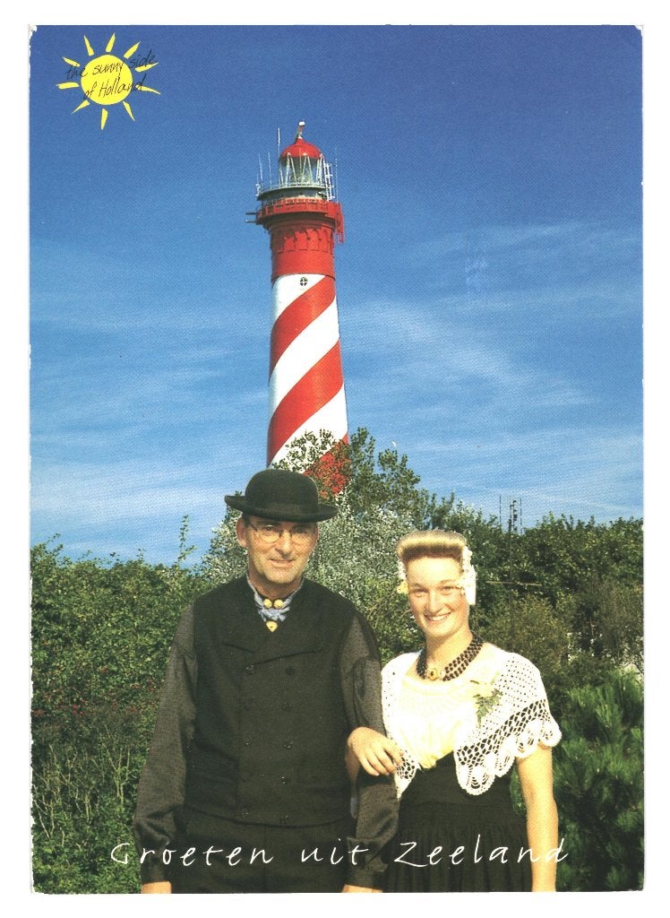 43127 Klederdracht Zeeland Vuurtoren Gelopen met postzegel, Verzenden, 1980 tot heden, Gelopen, Noord-Brabant