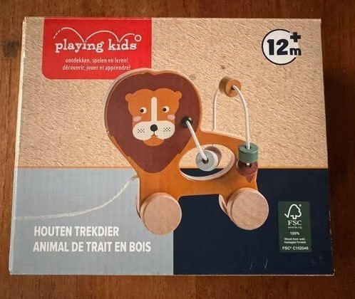 Houten trekdier leeuw, Ophalen of Verzenden, Nieuw, Duw- of Trekspeelgoed