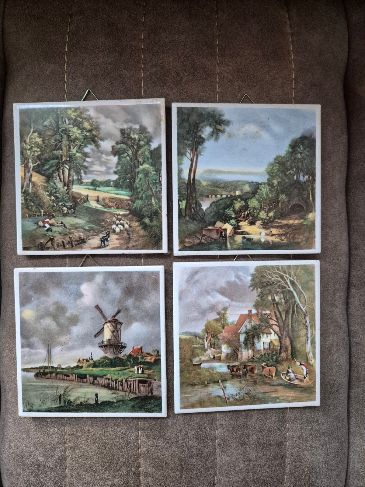 4 oude tegeltjes mosa holland 11x11 cm, Ophalen of Verzenden, Oud hollands, Landschap, Overige ondergronden