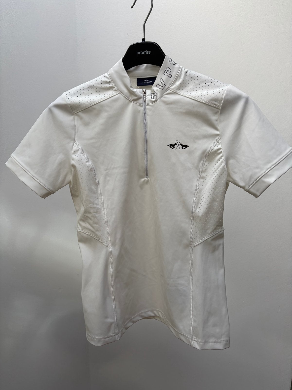 HV Polo crèmekleurig wedstrijdshirt - Maat S, Dressuur, Ophalen of Verzenden, Zo goed als nieuw, Ritssluiting