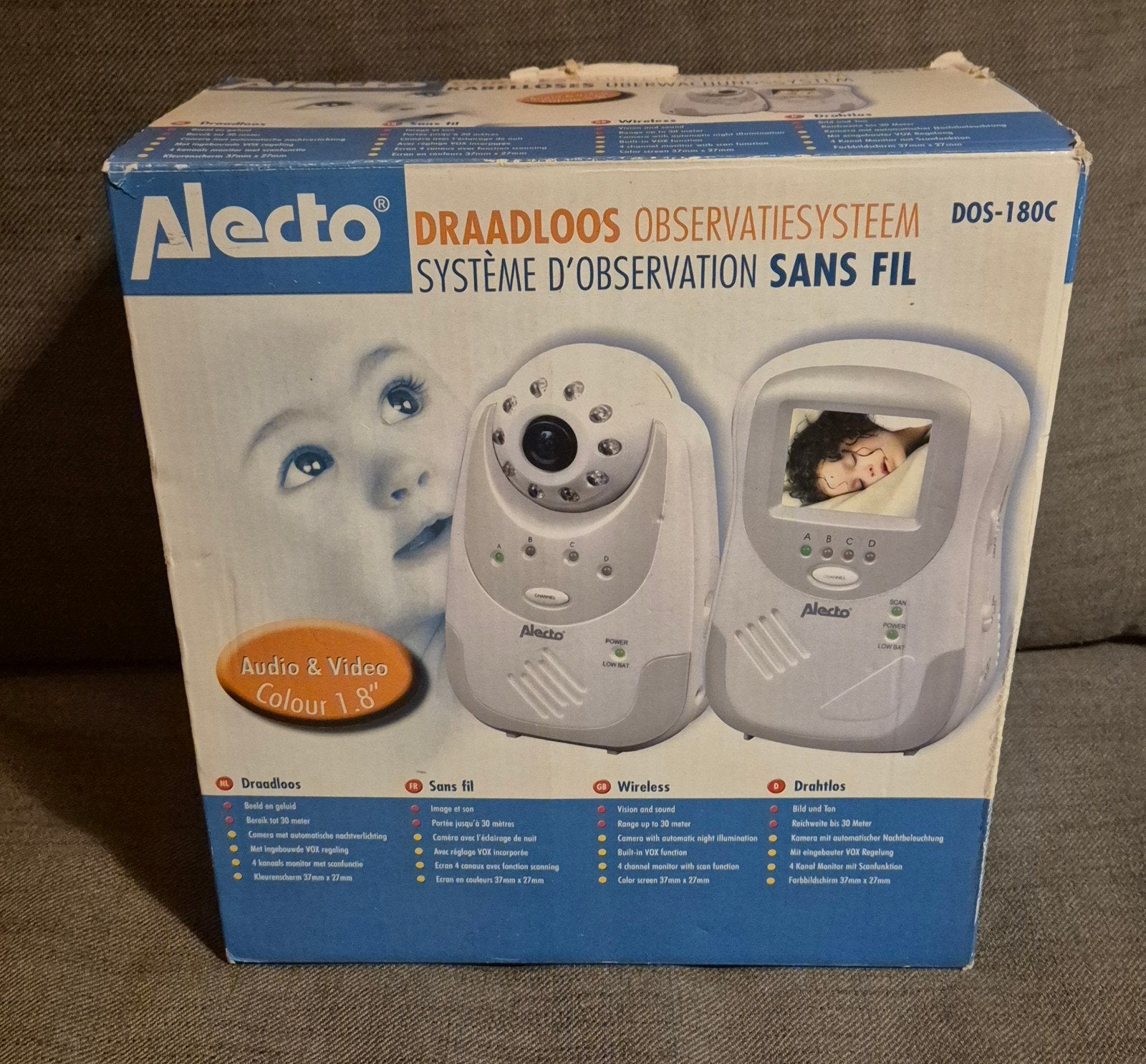 Alecto DOS-180C Draadloos Observatiesysteem Babyfoon, Ophalen, Gebruikt, 100 tot 250 meter, Camera