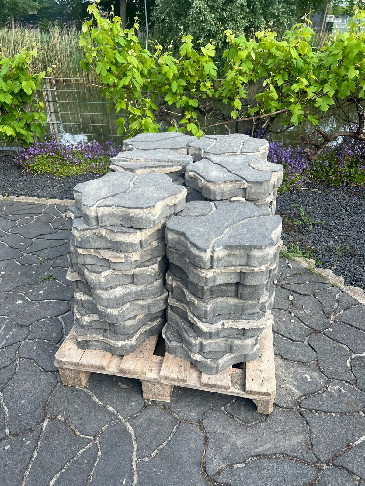 20 m² sierbestrating  natuursteenmotief – zelf ophalen, Tuin en Terras, Ophalen, Gebruikt, Beton, Terrastegels