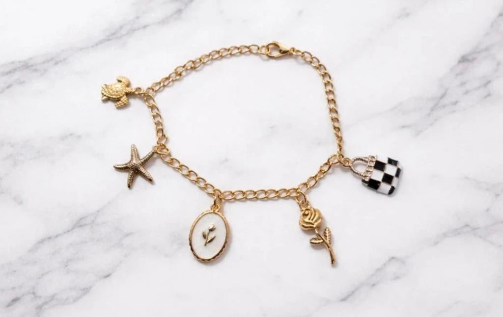 Gouden bedel armband, Verzenden, Zo goed als nieuw