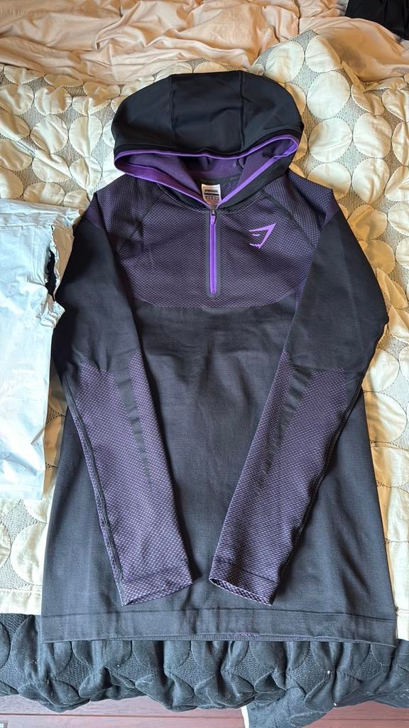 Gymshark onyx v5 hoodie purple maat S, Ophalen of Verzenden, Maat 48/50 (M)