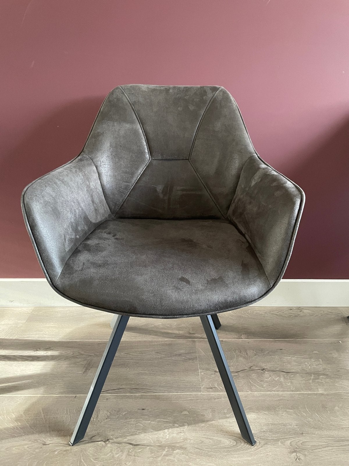 Microleder eetkamerstoelen (antraciet) van Trendhopper, Ophalen, Leer, Zo goed als nieuw, Vier