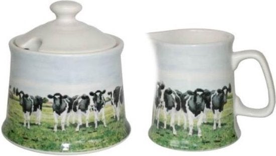 Wiebe van der Zee - Suikerpot en Melkkan 'Koe in Waterland', Overige merken, Keramiek, Nieuw, Ophalen of Verzenden