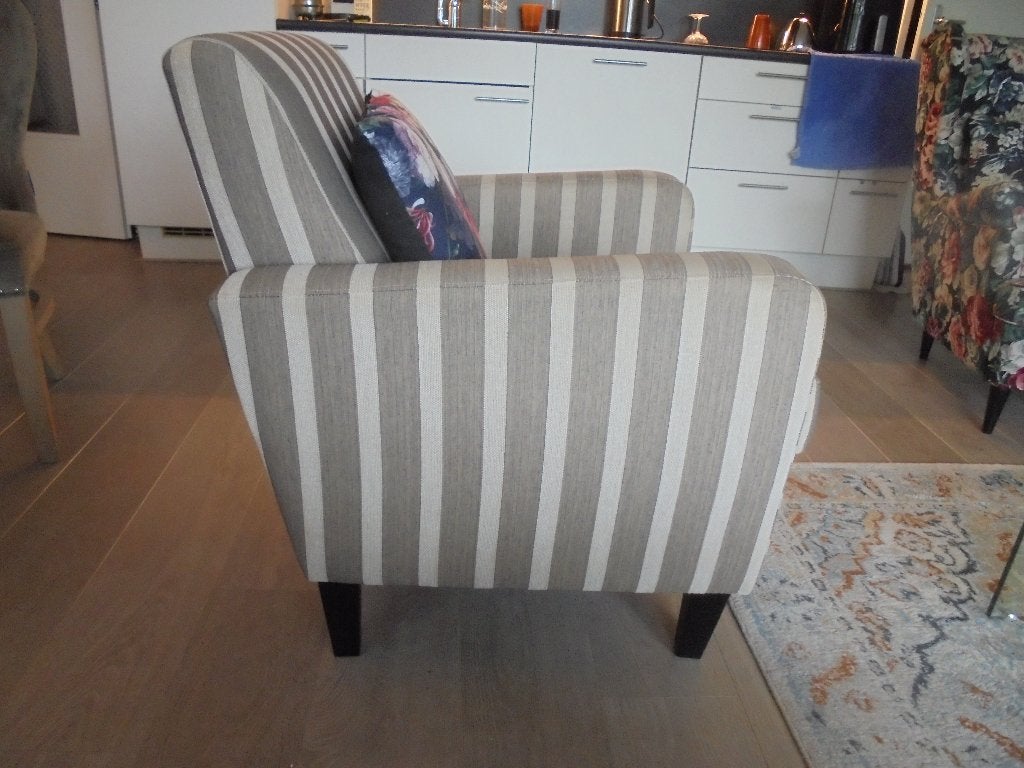 Fauteuils met poef, voetbank, Gebruikt, 75 tot 100 cm, Ophalen of Verzenden, Stof
