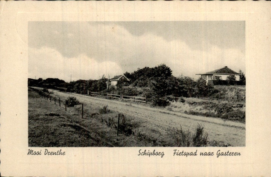 Schipborg - Fietspad - naar Gasteren, Ophalen of Verzenden, 1920 tot 1940, Gelopen, Drenthe