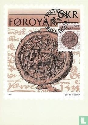 Maximumkaart 4 Historische documenten Faröer Islands 1981, Postzegels en Munten, Ophalen of Verzenden