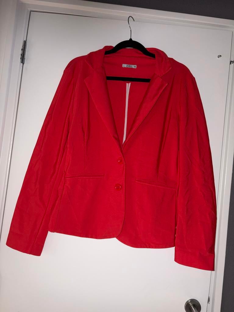 Zizo prachtige rode blazer travelstof maat xl, Kleding | Dames, Jasjes, Kostuums en Pakken, Maat 46/48 (XL) of groter, Ophalen of Verzenden