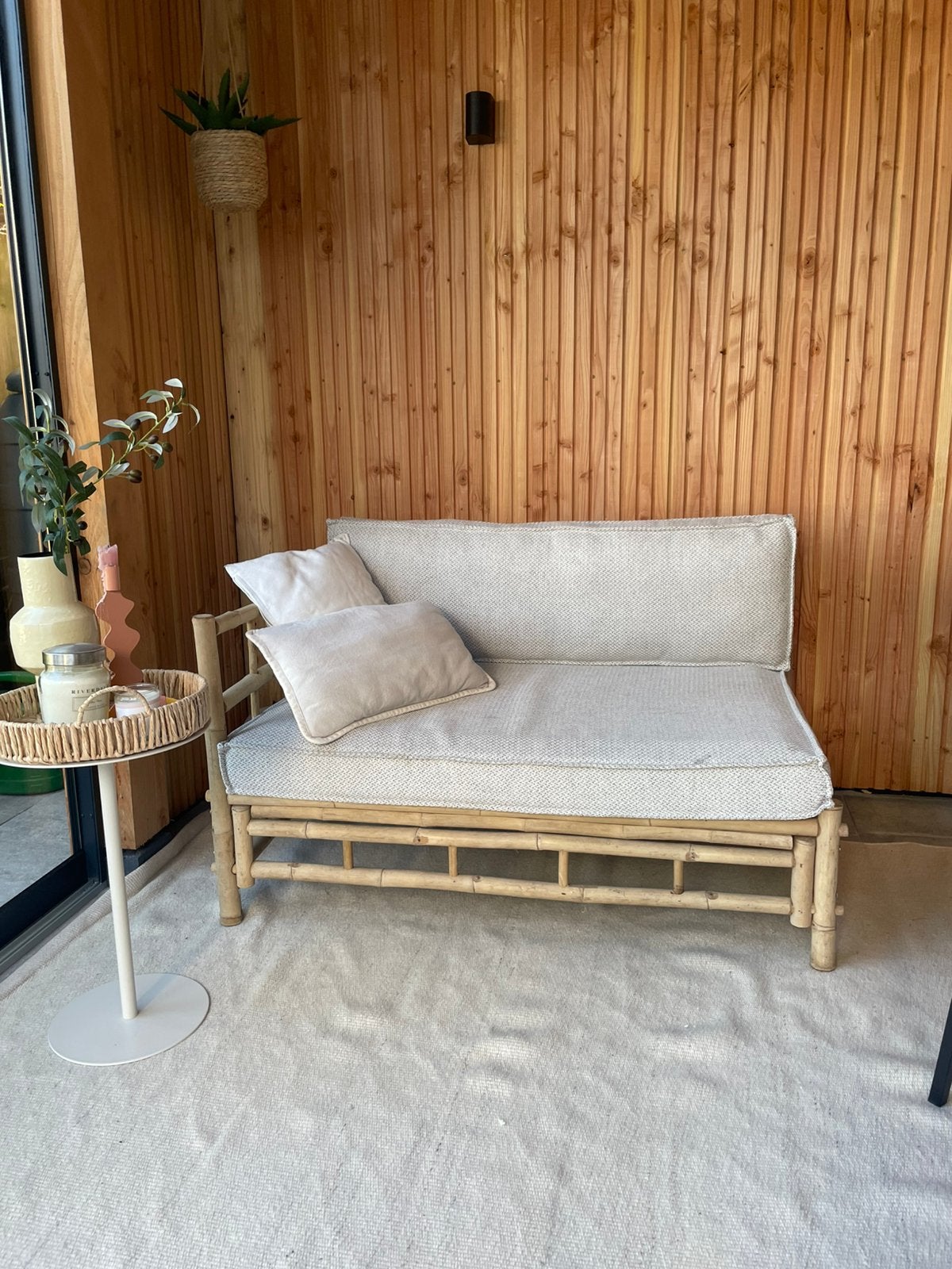 Bamboe tuinbank / loungebankje, Ophalen, Zo goed als nieuw, Overige materialen