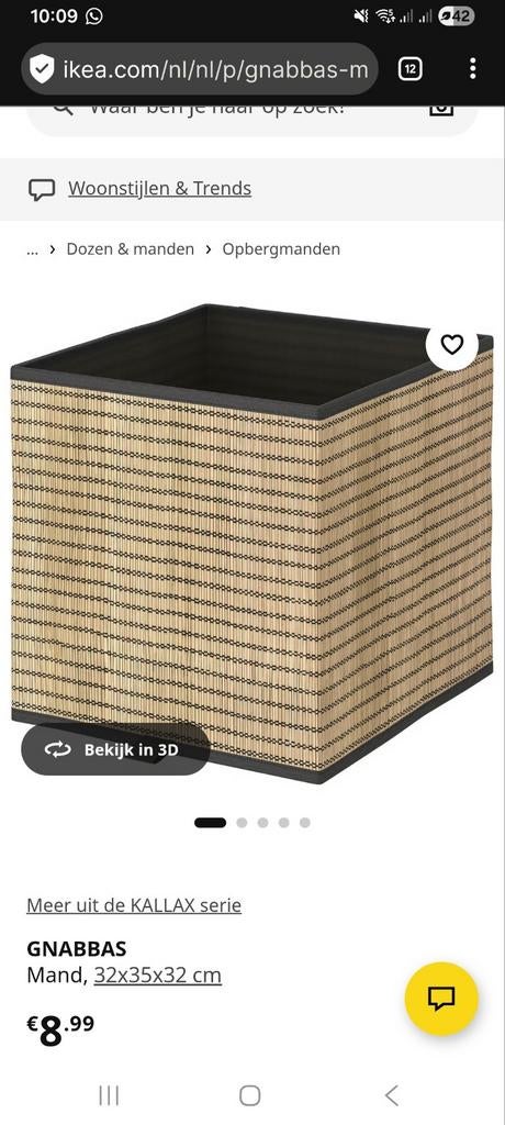 IKEA GNABBAS manden (6 stuks), Ophalen, Overige materialen, Minder dan 50 cm, Minder dan 50 cm