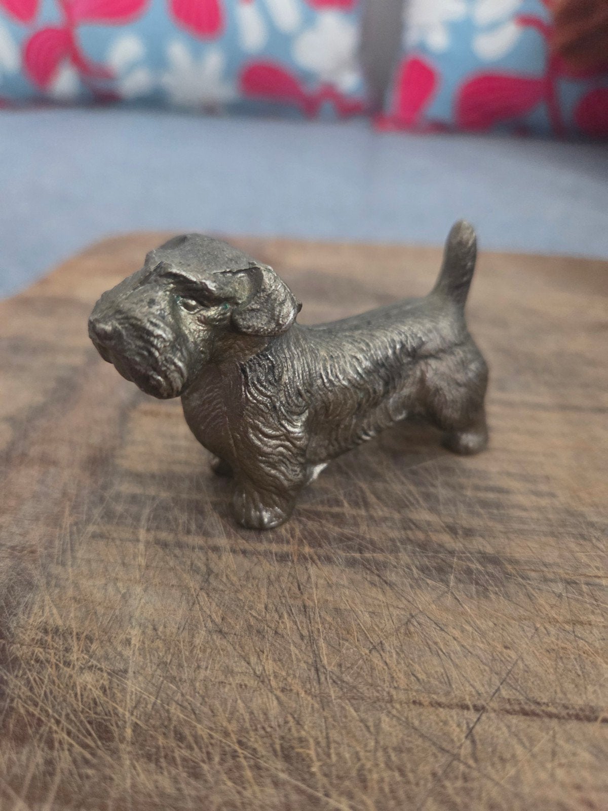 Vintage metalen Scottie hond beeldje - 7 cm lang, Ophalen of Verzenden
