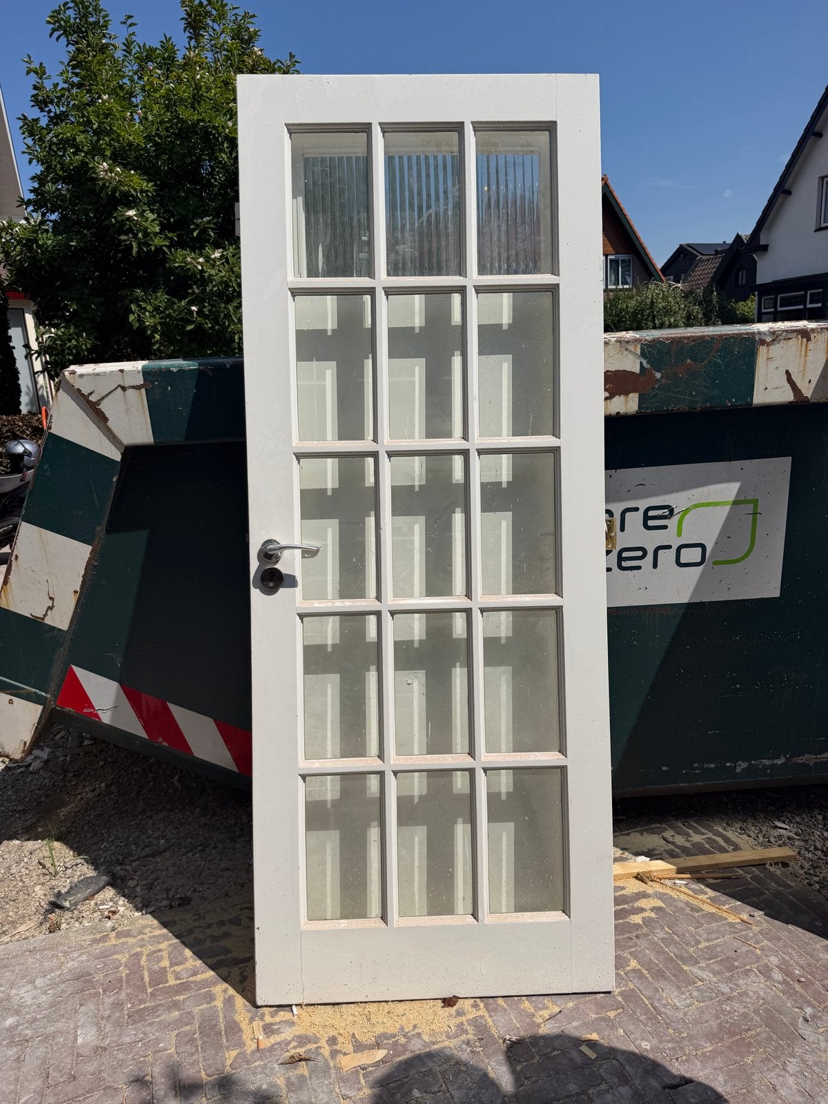 Jaren '30 binnendeur met facetglas opdek rechtsdraaiend, Doe-het-zelf en Verbouw, Deuren en Horren, Ophalen, Gebruikt, Binnendeur