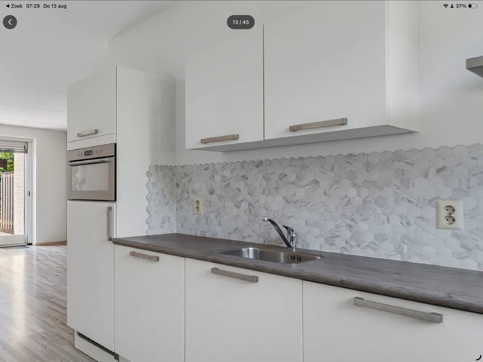 Moderne witte keuken met inbouwapparatuur, Gebruikt, Wit, Enkelwandige keuken, Ophalen of Verzenden