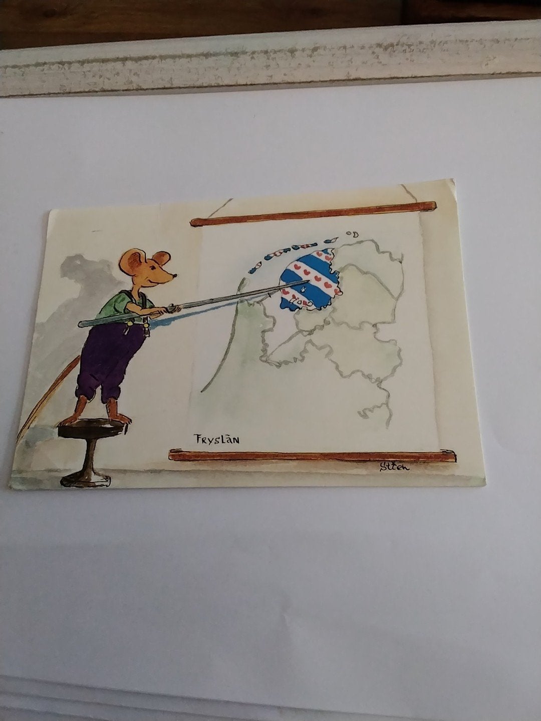 Ansichtkaart Friesland met muis en kaart STIEN HUISMAN, Ophalen of Verzenden