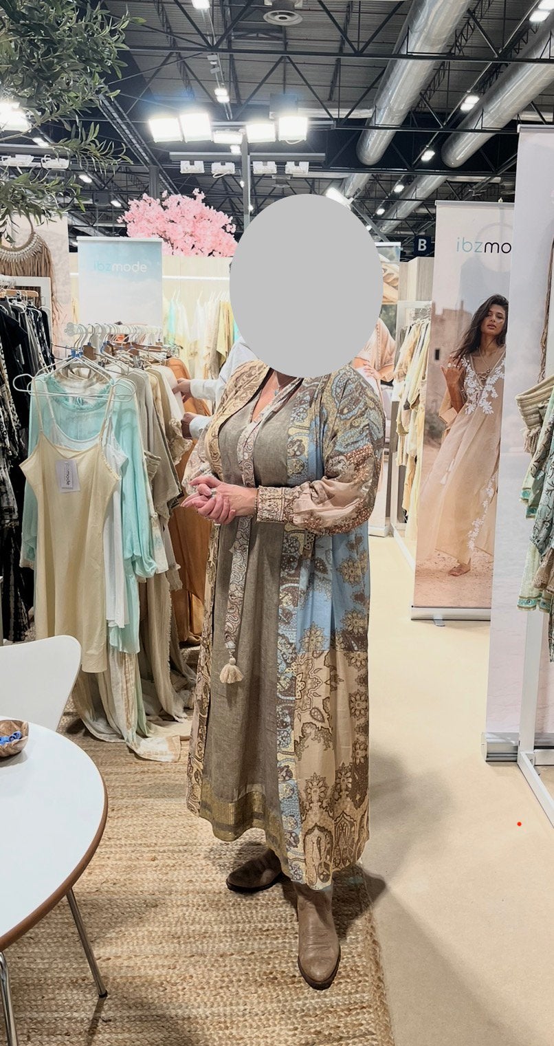 Ibz mode Kimono Bohé multi viscose tm s-xl, Verzenden, Zo goed als nieuw, Maat 34 (XS) of kleiner, Onder de knie