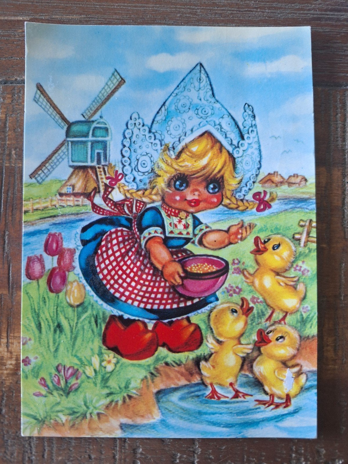 vintage Kinderkaart - big eyes stijl, Ophalen of Verzenden, 1980 tot heden, Gelopen, Kinderen