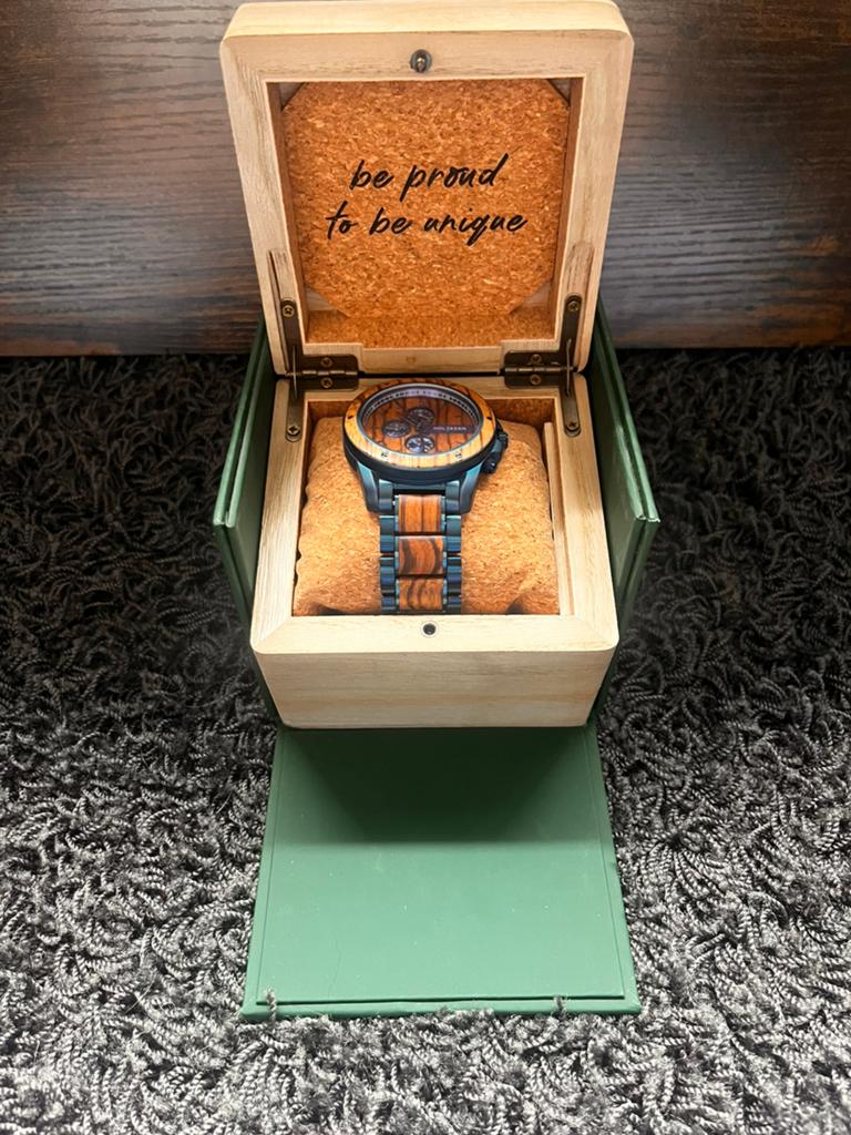 Holzkern Horloge blauw, Sieraden, Tassen en Uiterlijk, Horloges | Heren, Ophalen of Verzenden, Zo goed als nieuw, Staal, Overige merken