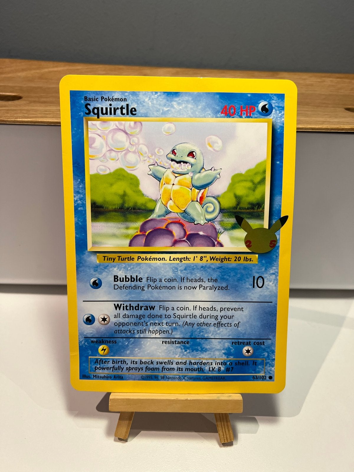 Pokémon Squirtle Celebrations 25th Anniversary Jumbo Kaart, Ophalen of Verzenden, Zo goed als nieuw, Losse kaart