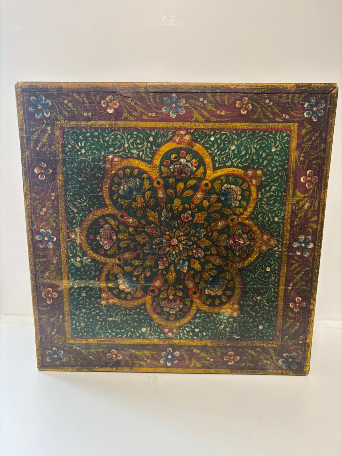 Oude batik tafel Indiase plantentafel, *, Minder dan 45 cm, Minder dan 55 cm, Gebruikt