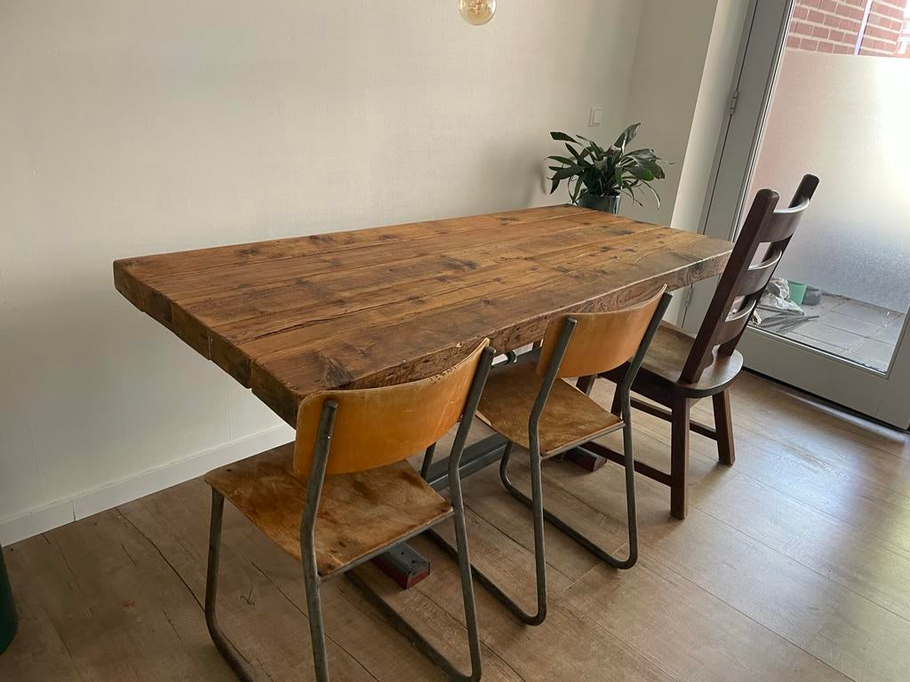 Verstelbare eettafel van 170x70 cm, Huis en Inrichting, Tafels | Eettafels, Gebruikt, 50 tot 100 cm, 150 tot 200 cm, Vier personen