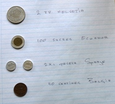 Diverse munten uit Spanje, België en Ecuador, Postzegels en Munten, Ophalen of Verzenden, Overige landen, Losse munt