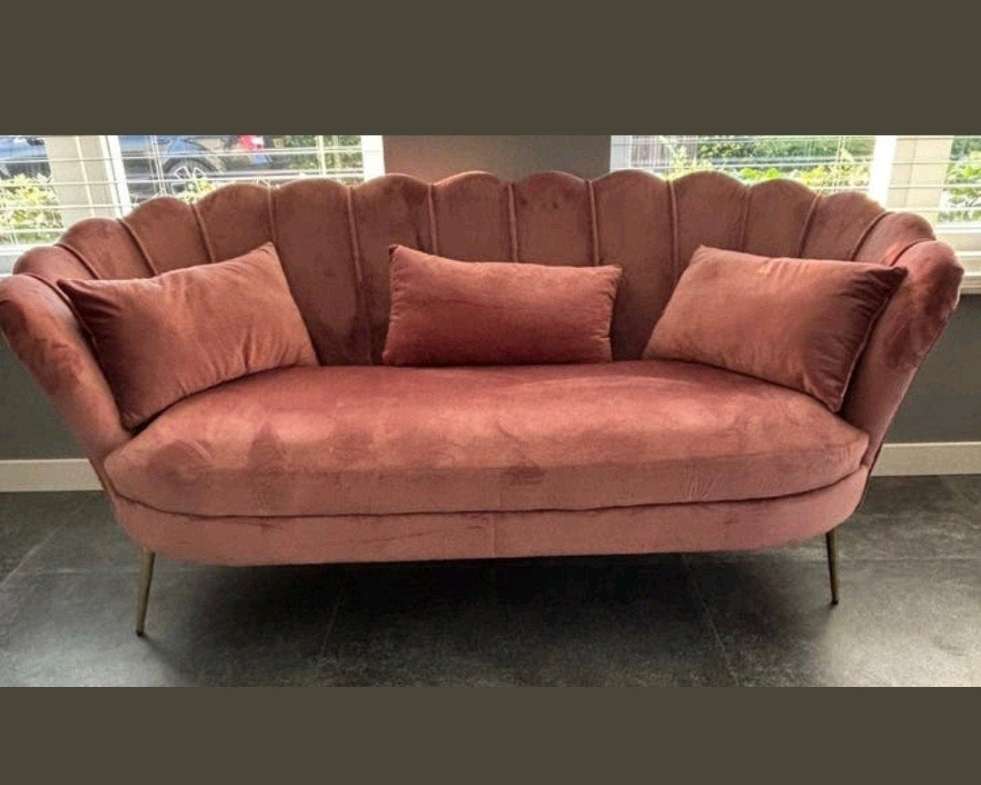 Zitbank Belle 3 zits velvet oud roze bankstel incl. 3 kussen, Huis en Inrichting, Banken | Bankstellen, Ophalen, Gebruikt, 150 tot 200 cm