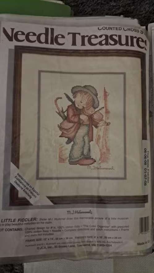Hummel he little fiddler geborduurd werk incl patroon, Ophalen of Verzenden, Handborduren, Patroon
