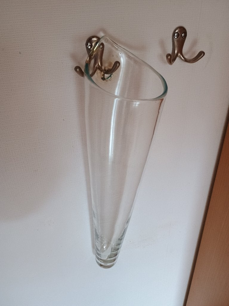 Vaas om aan de muur te hangen - doorzichtig glas - Vintage, Huis en Inrichting, Woonaccessoires | Vazen, Gebruikt, Overige kleuren