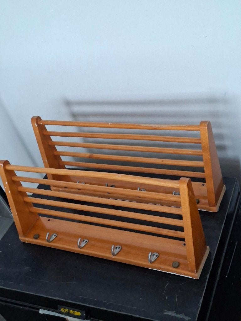 vintage pannenrek keukenrek kapstok Bruynzeel Piet Zwart, Wandkapstok, Gebruikt, Ophalen of Verzenden, Minder dan 100 cm