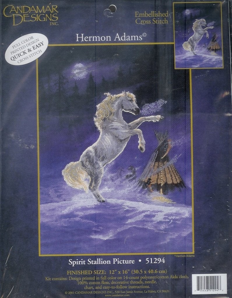 Cado hermon adams voorbedrukt borduurpakket, Spirit Stallion, Ophalen of Verzenden, Nieuw, Handborduren, Borduurpakket