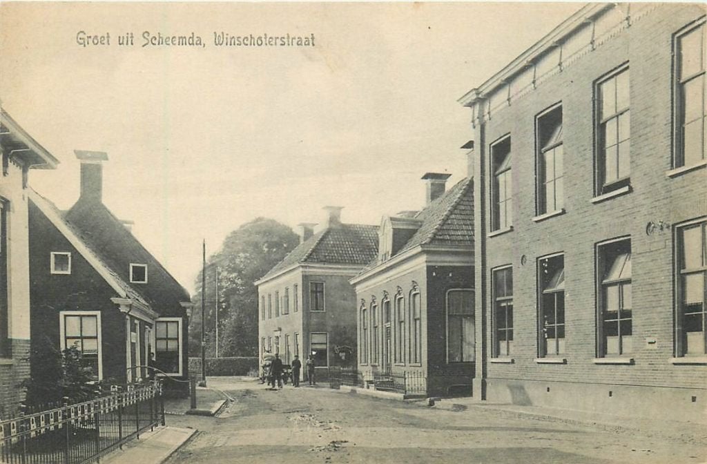 702-002-039 Scheemda Winschoterstraat, Verzamelen, Ansichtkaarten | Nederland, Verzenden, Voor 1920, Groningen