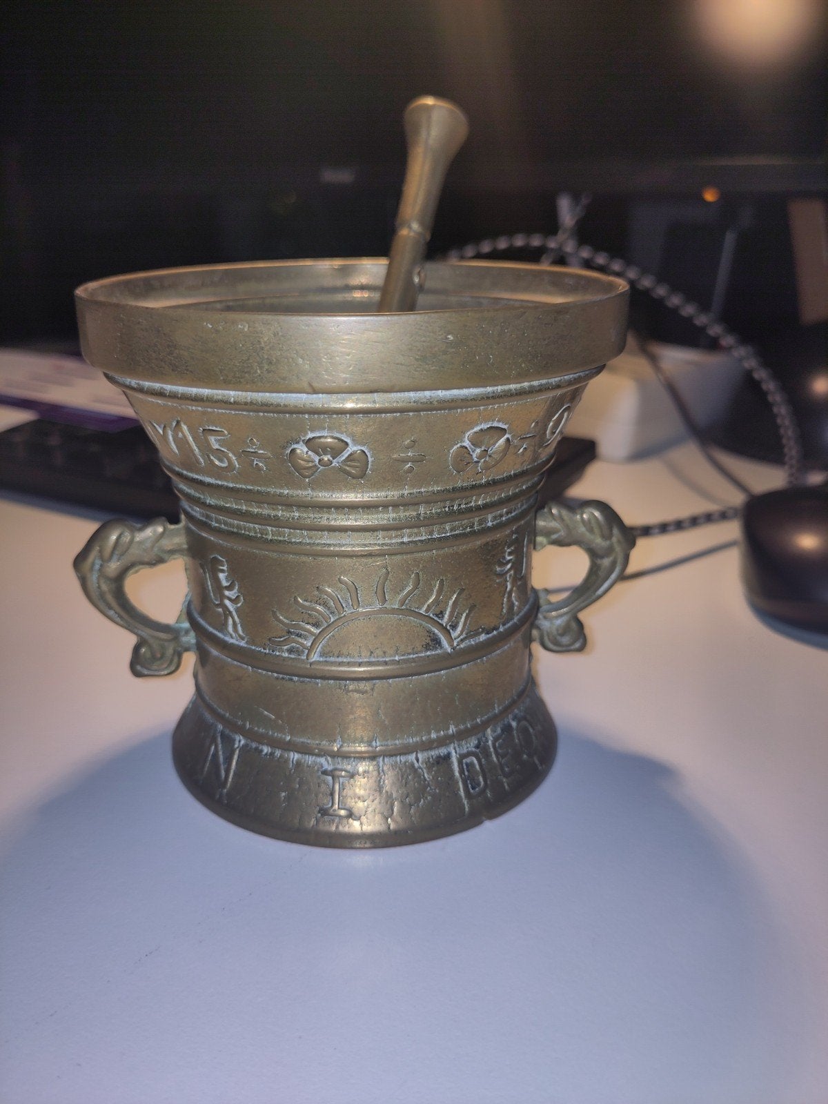 Antieke Bronzen Vijzel met Stamper, Ophalen of Verzenden, Brons