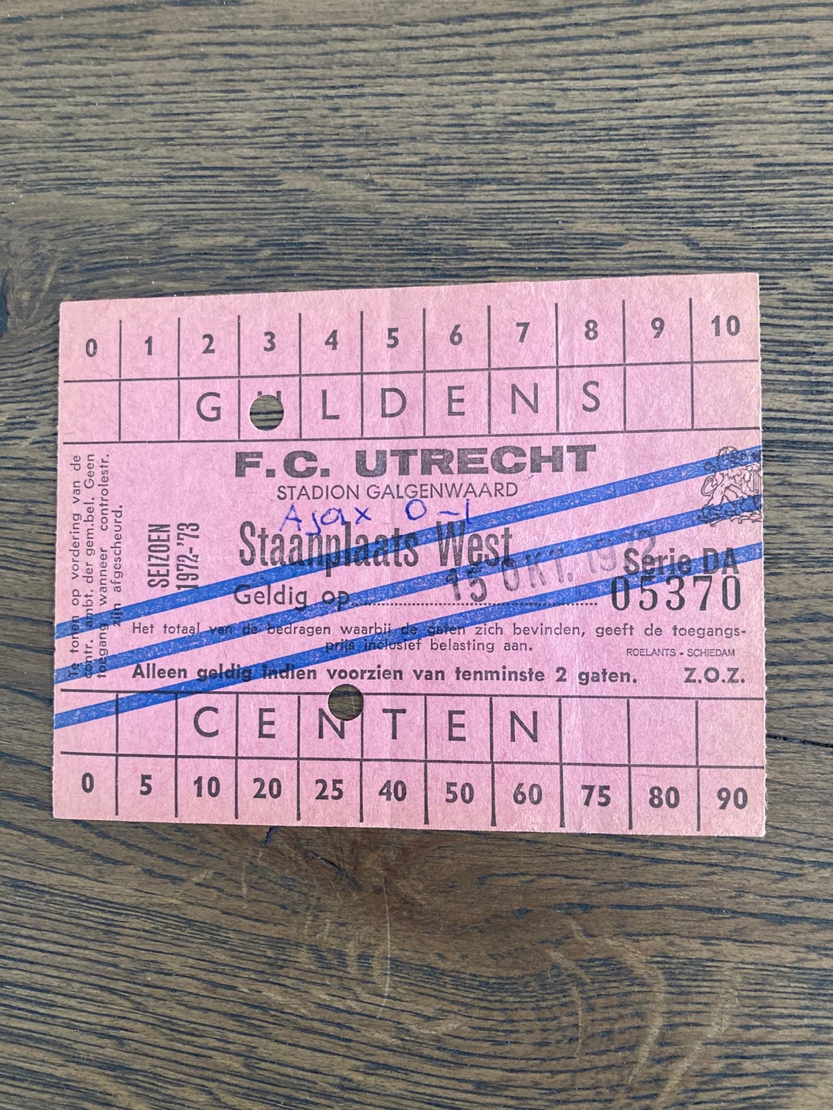 TICKET FC UTRECHT-AJAX 72-73, Ophalen of Verzenden, Gebruikt, F.C. Utrecht, Overige typen