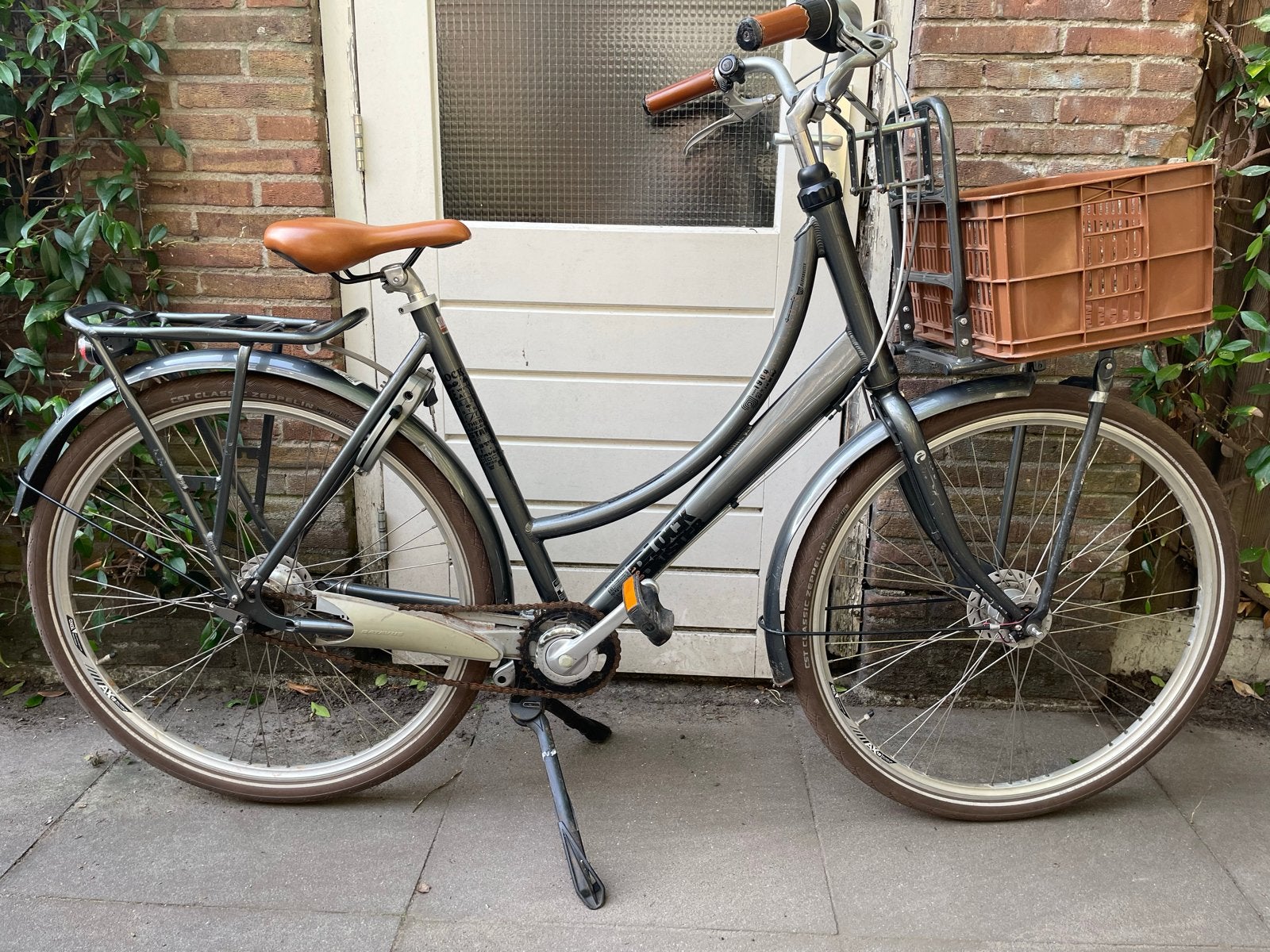 Batavus Blockbuster transportfiets met krat, maat 56, Gebruikt, Versnellingen, Batavus, Trommelrem
