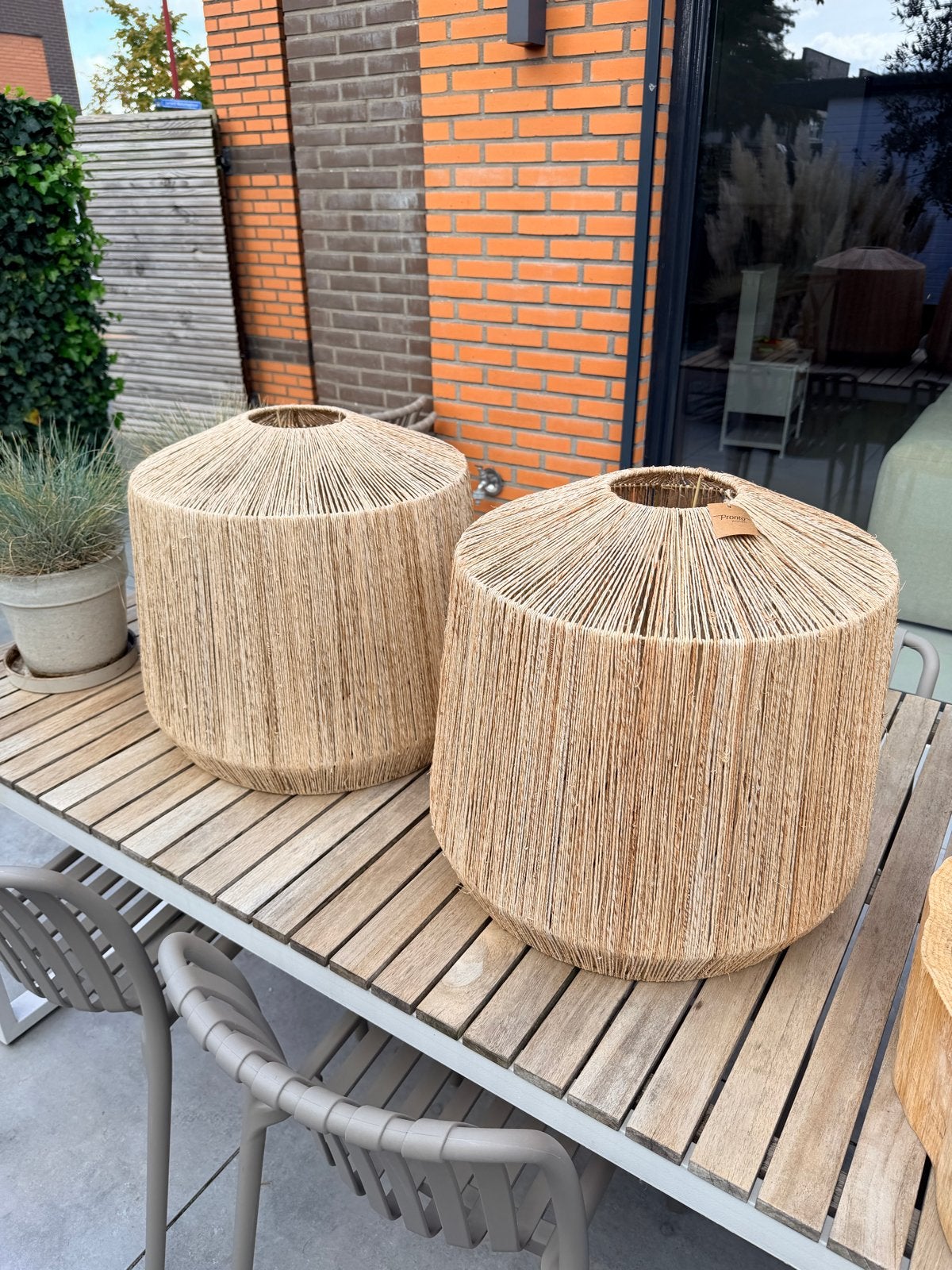 2x Pronto Vittora Jute Lampenkappen, Beige, Rond, Nieuw, Ophalen of Verzenden
