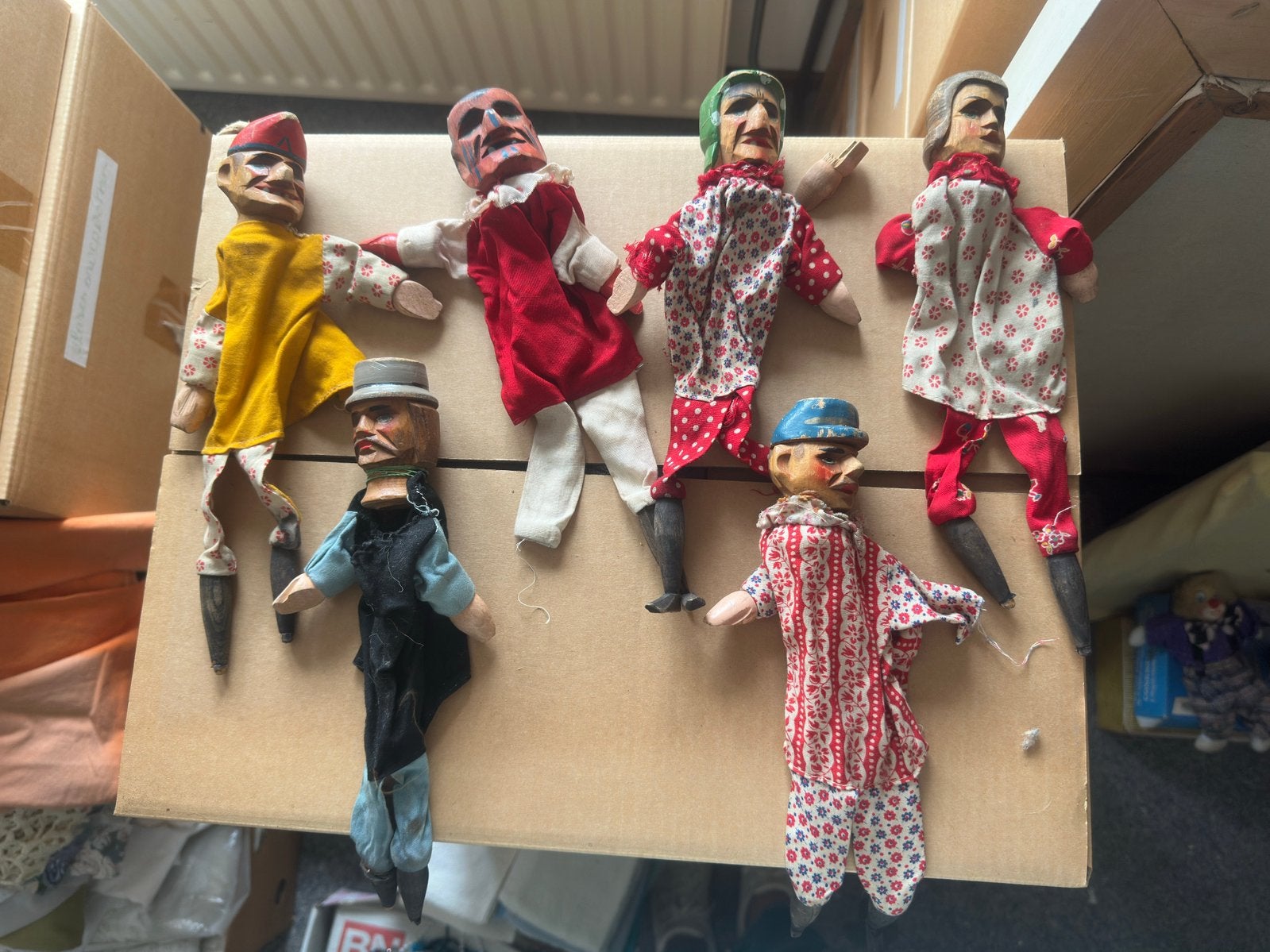 Antieke handgesneden houten poppenkastpoppen, ca 1940-1960, Ophalen of Verzenden
