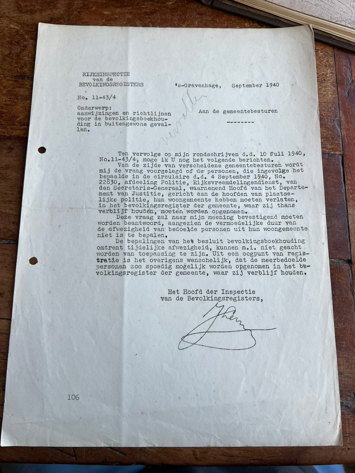 Brief JL Lentz PB Persoonsbewijs registratie personen 1940, Verzenden, Nederland, Boek of Tijdschrift